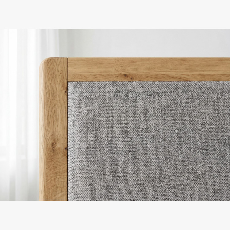 Manchette Bett mit Füßen aus Eiche 180 x 200 cm, Stoffkopfteil