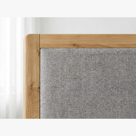 Manchette Bett mit Füßen aus Eiche 180 x 200 cm, Stoffkopfteil