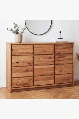 Masivkommode aus Wildeiche – 3 Türen und 3 Schubladen, Breite 130 cm