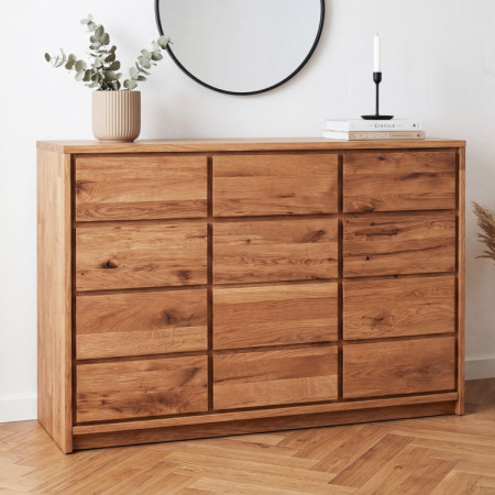 Masivkommode aus Wildeiche – 3 Türen und 3 Schubladen, Breite 130 cm