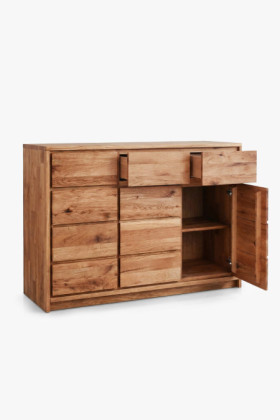 Masivkommode aus Wildeiche – 3 Türen und 3 Schubladen, Breite 130 cm 2