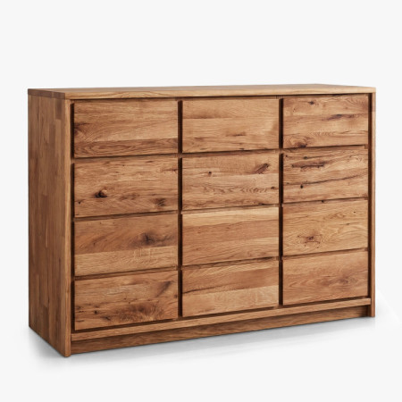 Masivkommode aus Wildeiche – 3 Türen und 3 Schubladen, Breite 130 cm