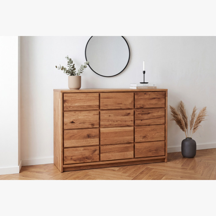 Masivkommode aus Wildeiche – 3 Türen und 3 Schubladen, Breite 130 cm