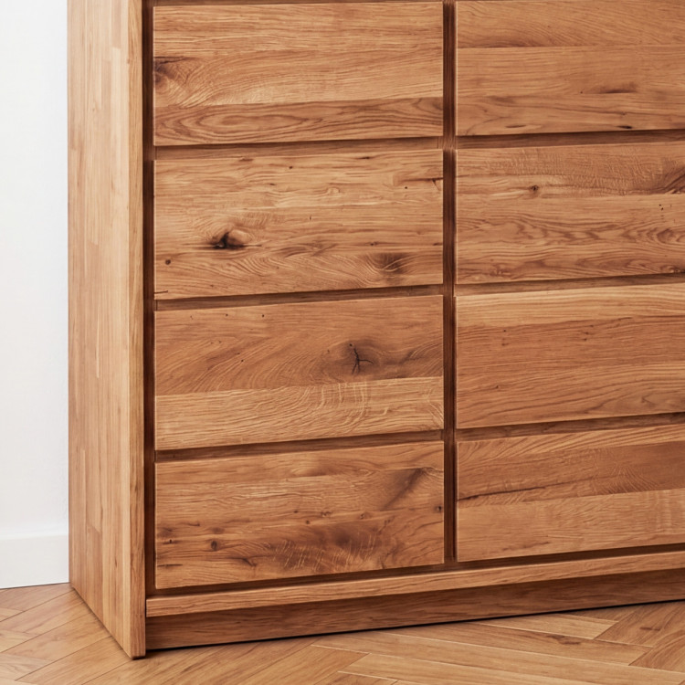 Masivkommode aus Wildeiche – 3 Türen und 3 Schubladen, Breite 130 cm