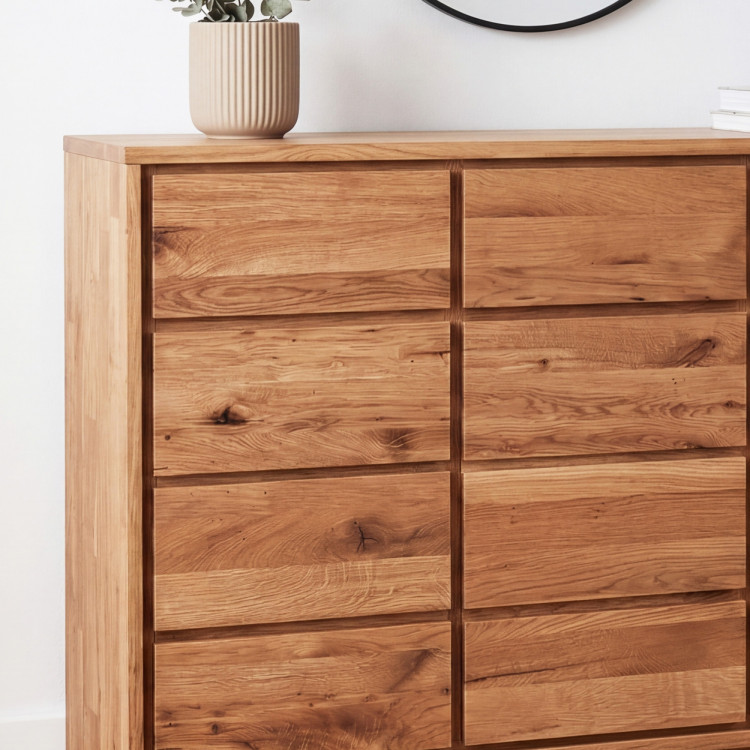 Masivkommode aus Wildeiche – 3 Türen und 3 Schubladen, Breite 130 cm