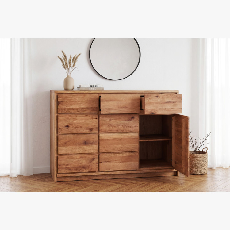 Masivkommode aus Wildeiche – 3 Türen und 3 Schubladen, Breite 130 cm