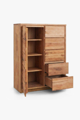 Vysoká Eichenkommode aus Eiche – Türen und 5 Schubladen 2