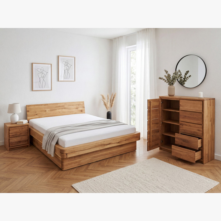 Vysoká Eichenkommode aus Eiche – Türen und 5 Schubladen