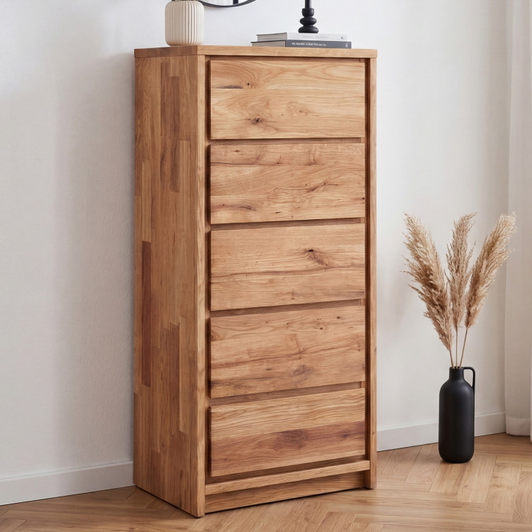Úschränk hohe Kommode aus Eiche – 5 Schubladen