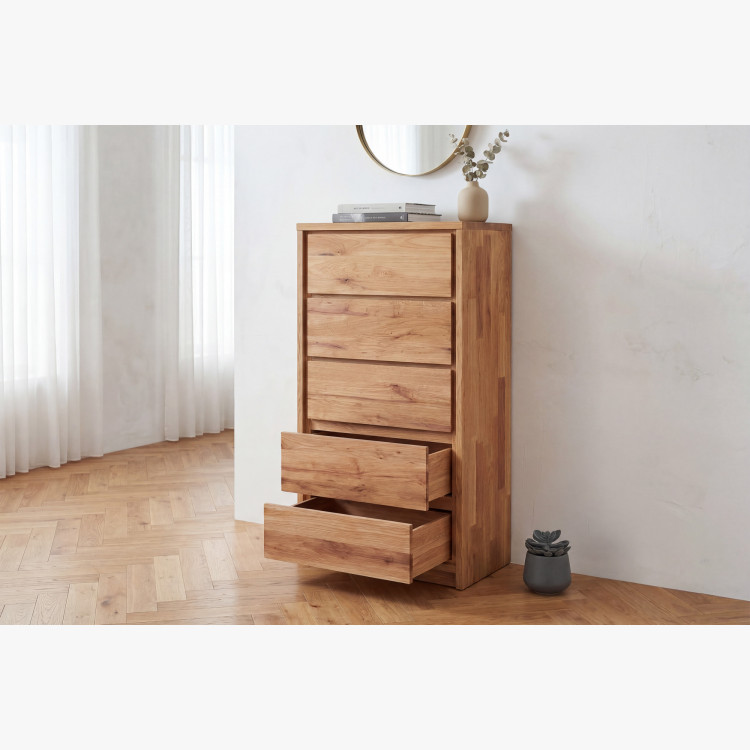 Úschränk hohe Kommode aus Eiche – 5 Schubladen