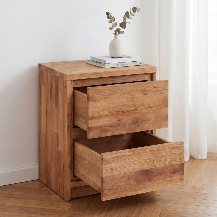 Nachttisch aus Eiche – 2 Schubladen