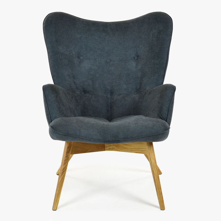 Křesílko do obývacího pokoje, dubové nohy - tmavě šedá - Vicky