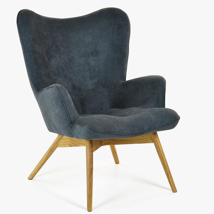 Křesílko do obývacího pokoje, dubové nohy - tmavě šedá - Vicky