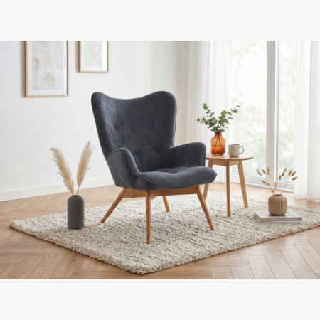 Křesílko do obývacího pokoje, dubové nohy - tmavě šedá - Vicky