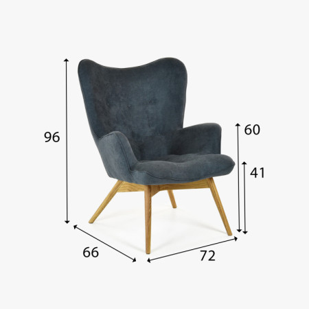 Křesílko do obývacího pokoje, dubové nohy - tmavě šedá - Vicky