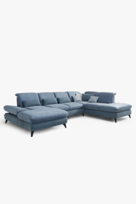 Sedergarnitur Carolina in U-Form mit Funktionsmöglichkeiten, blau 2