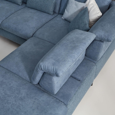 Sedergarnitur Carolina in U-Form mit Funktionsmöglichkeiten, blau