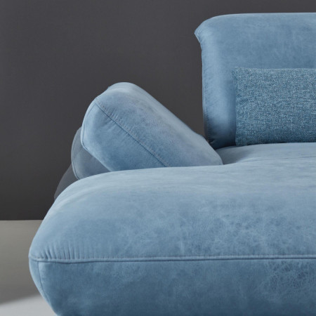 Sedergarnitur Carolina in U-Form mit Funktionsmöglichkeiten, blau