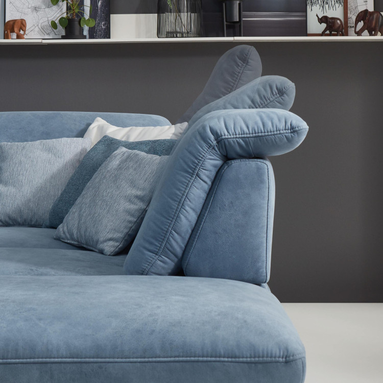 Sedergarnitur Carolina in U-Form mit Funktionsmöglichkeiten, blau