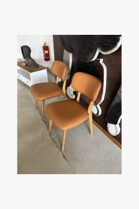 Esszimmerstuhl aus Eichenholz mit echtem Leder, 2er Set