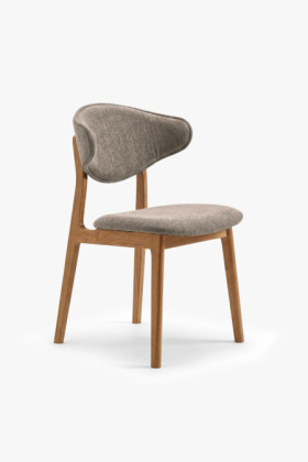 Esszimmerstuhl gepolstert taupe Stoff Eichenbeine