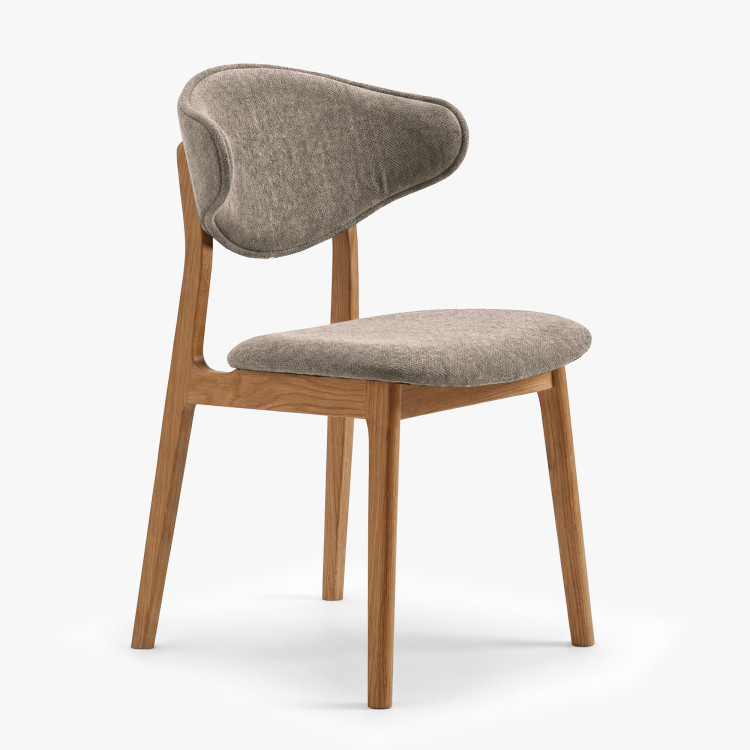 Čalouněná jídelní židle s dubovými nohami – Farbe Taupe