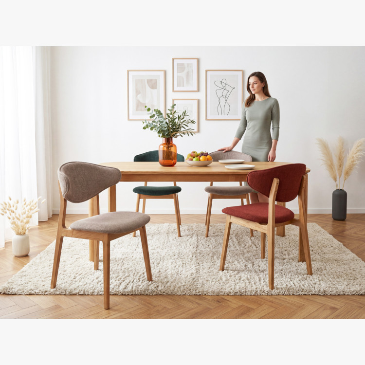 Čalouněná jídelní židle s dubovými nohami – Farbe Taupe