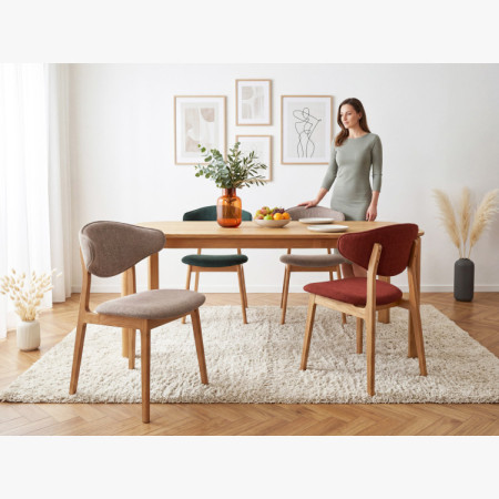 Čalouněná jídelní židle s dubovými nohami – Farbe Taupe