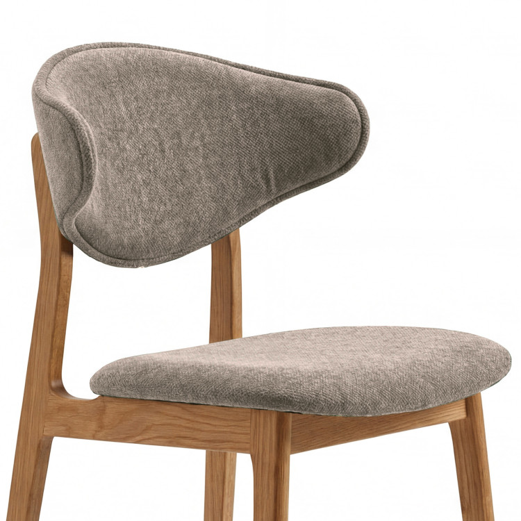 Čalouněná jídelní židle s dubovými nohami – Farbe Taupe