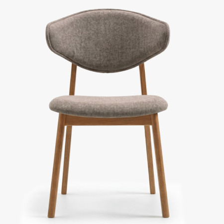 Čalouněná jídelní židle s dubovými nohami – Farbe Taupe