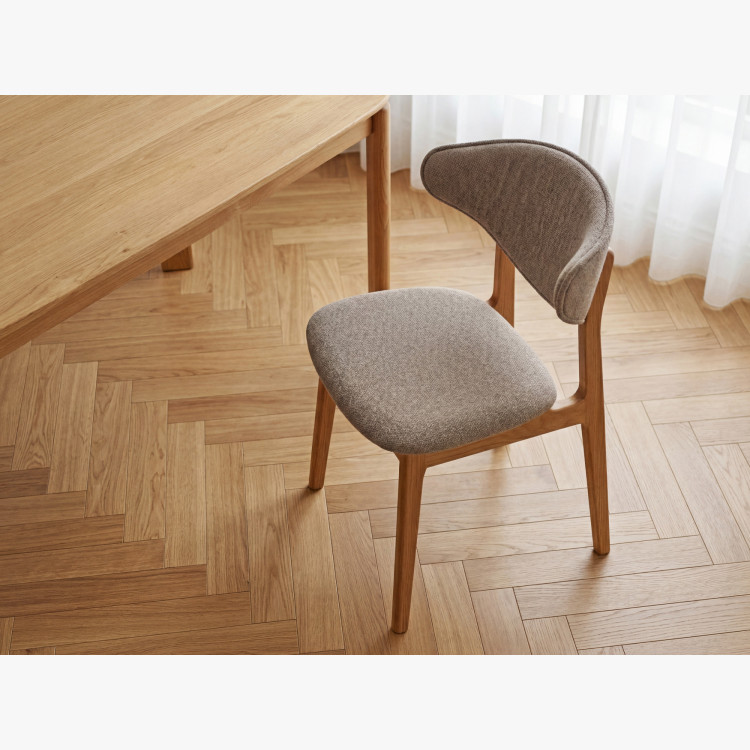 Čalouněná jídelní židle s dubovými nohami – Farbe Taupe