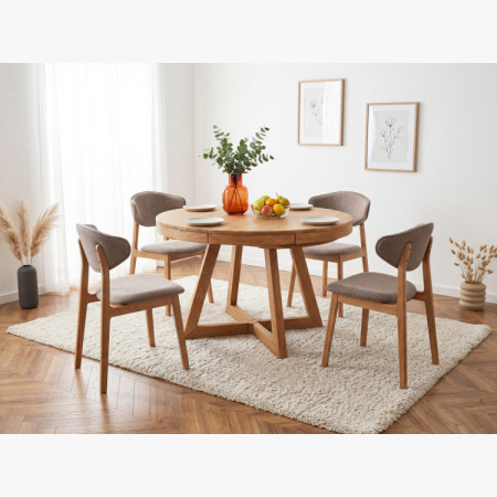 Čalouněná jídelní židle s dubovými nohami – Farbe Taupe