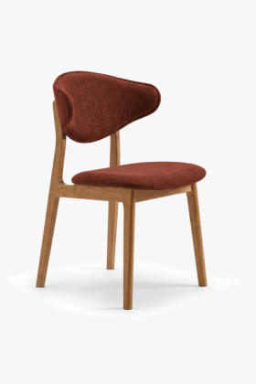 Gepolsterter Esszimmerstuhl Stoff Terrakotta Eiche Beine