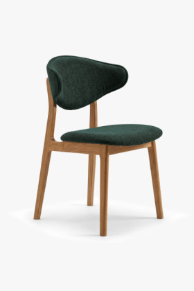 Gepolsterter Esszimmerstuhl grün Stoff Eiche Beine