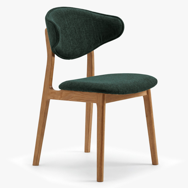 Polsternder Esszimmerstuhl mit Eichenbeinen – Farbe Grün
