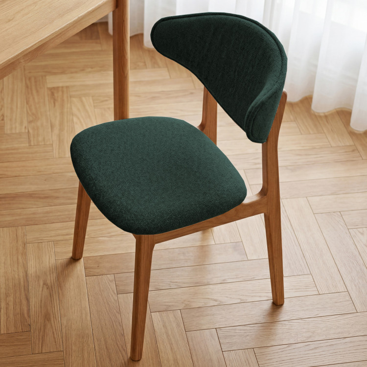Polsternder Esszimmerstuhl mit Eichenbeinen – Farbe Grün