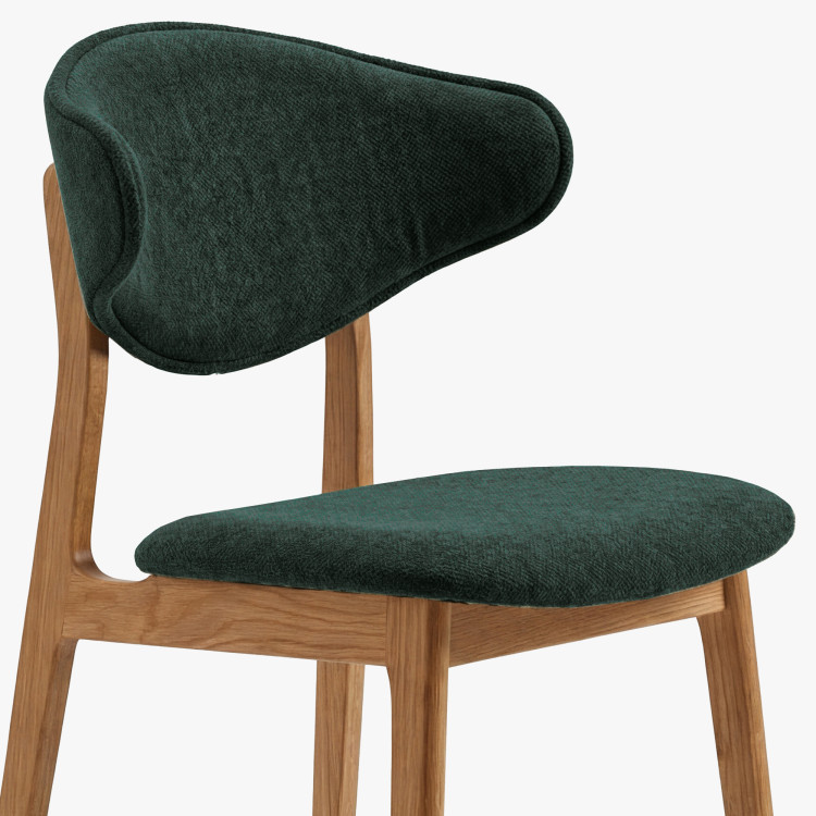 Polsternder Esszimmerstuhl mit Eichenbeinen – Farbe Grün