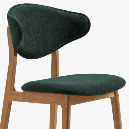 Polsternder Esszimmerstuhl mit Eichenbeinen – Farbe Grün