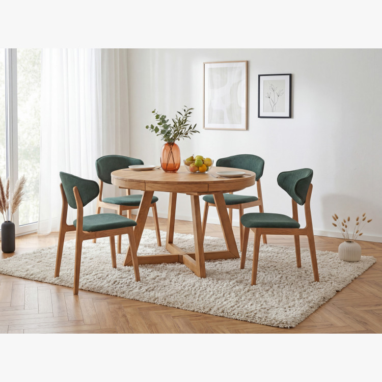 Polsternder Esszimmerstuhl mit Eichenbeinen – Farbe Grün