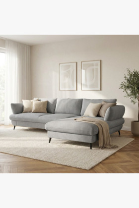 Ecksofa Stoff hellgrau mit Schlaf- und Stauraumfunktion