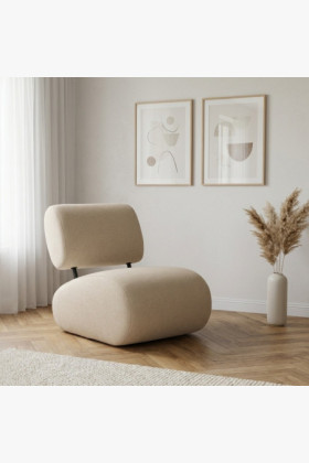 Gepolsterter Wohnzimmer Sessel Holz beige komfortabel