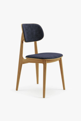 Gepolsterter Essstuhl Eiche massiv Anthrazit Stoff Vard