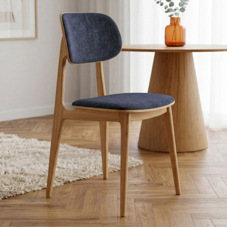 Čalouněná jídelní židle Vard z masivního dubu – antracitová látka