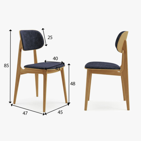 Čalouněná jídelní židle Vard z masivního dubu – antracitová látka