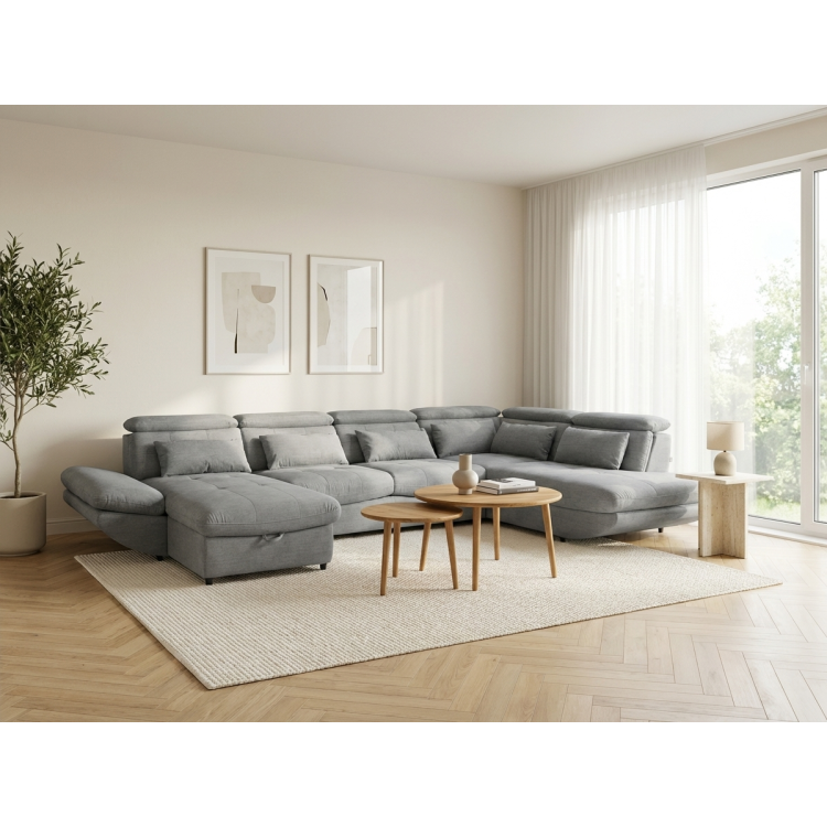 Sedergarnitur in U-Form mit Schlafsofa Funktion Park – längere Seite rechts