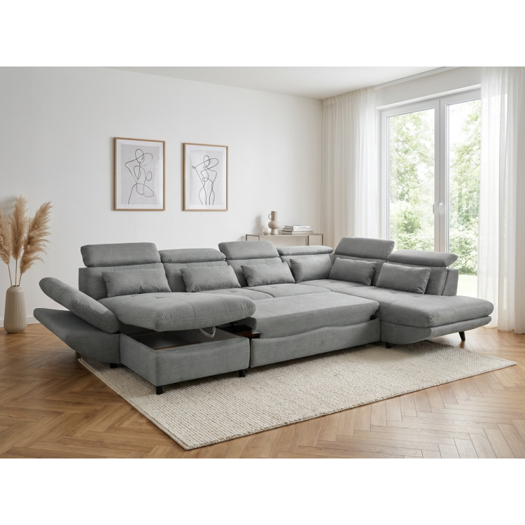 Sedergarnitur in U-Form mit Schlafsofa Funktion Park – längere Seite rechts