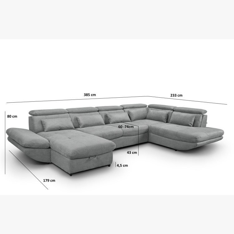 Sedergarnitur in U-Form mit Schlafsofa Funktion Park – längere Seite rechts