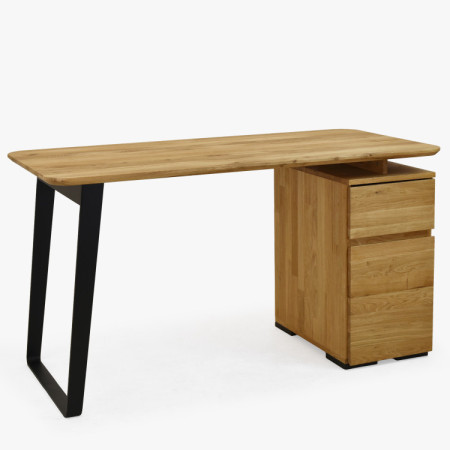 Dub-Schreibtisch Albero 140x65 cm – massive Eiche, Metallfüße