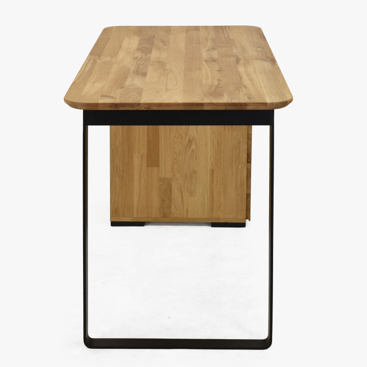 Dub-Schreibtisch Albero 140x65 cm – massive Eiche, Metallfüße