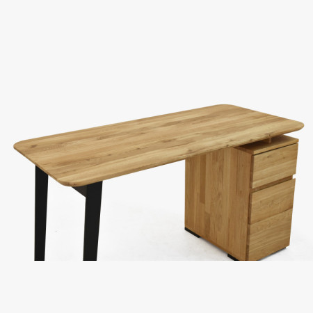 Dub-Schreibtisch Albero 140x65 cm – massive Eiche, Metallfüße